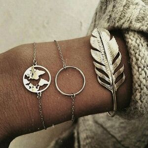 **AMBROSIA* 3-Pc Silver Feather Fashion Bracelets